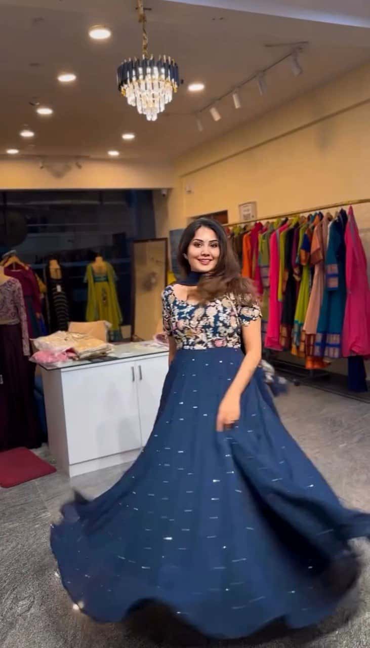 Heavy designer Natural Crepe fabric gown pant with dupatta sets