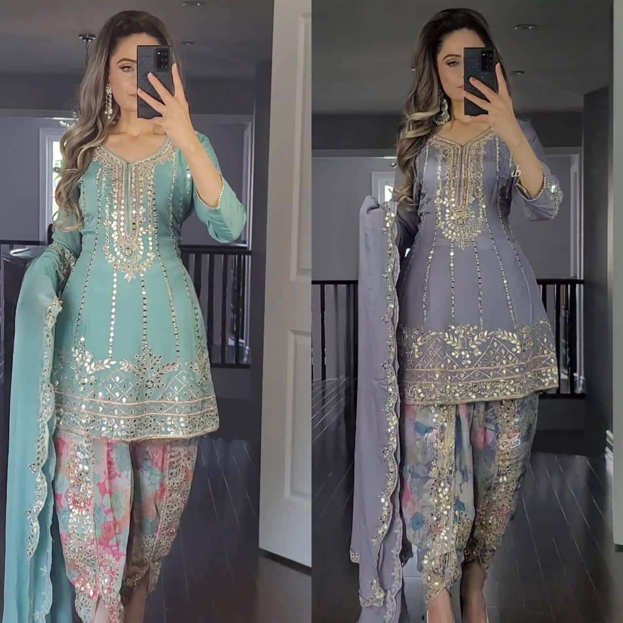 Embroidered Punjabi Dhoti Set
