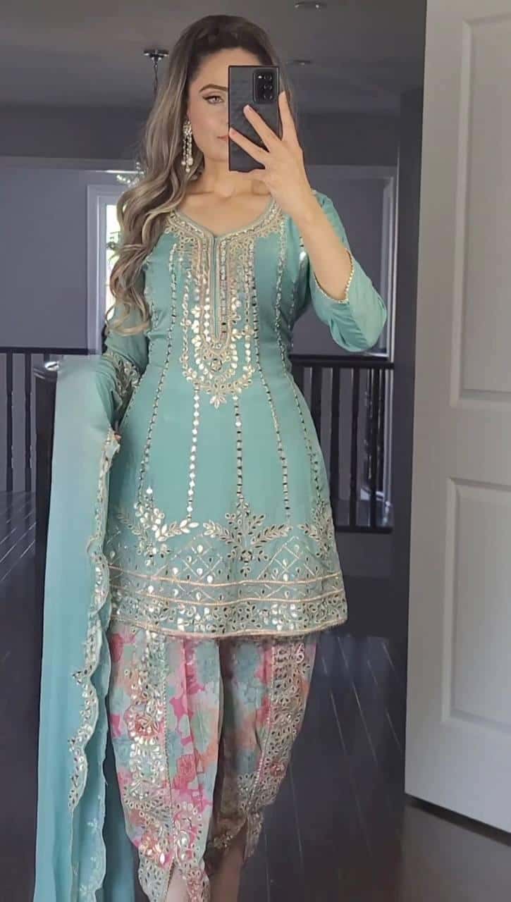 Embroidered Punjabi Dhoti Set
