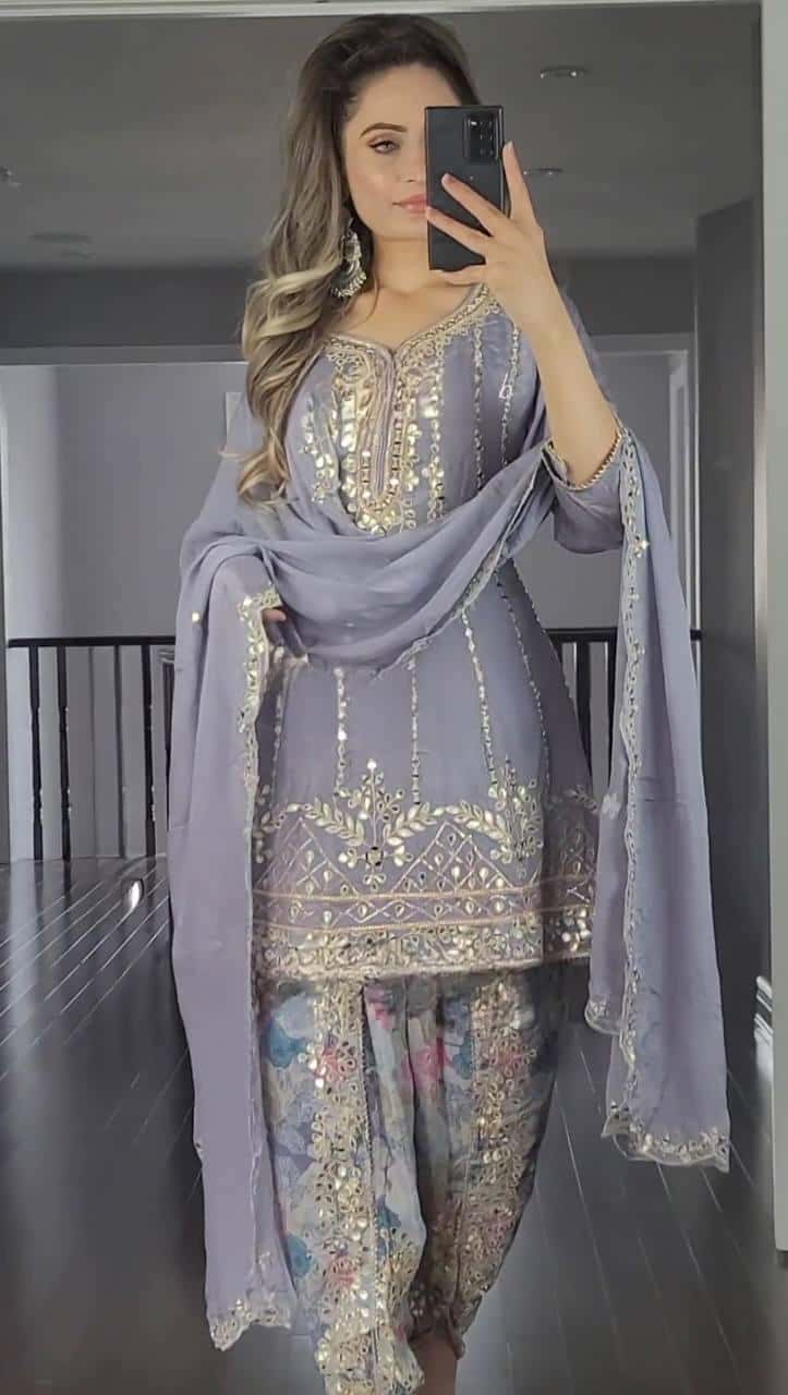 Embroidered Punjabi Dhoti Set