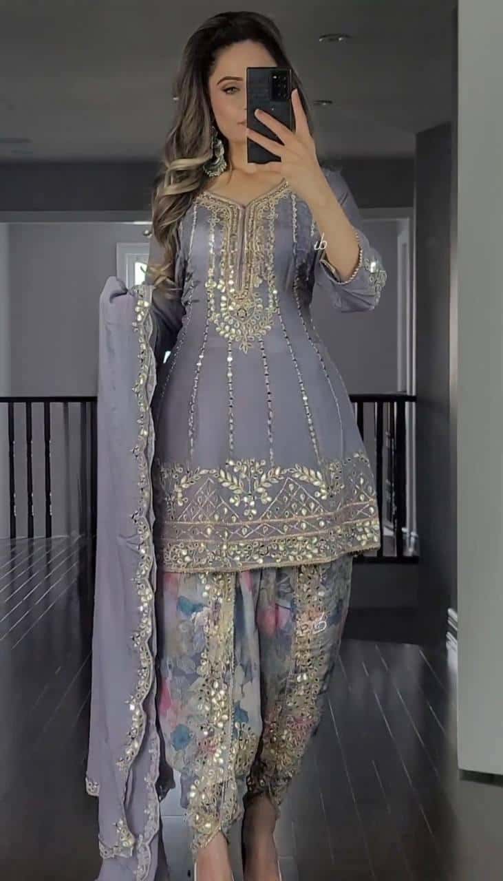 Embroidered Punjabi Dhoti Set