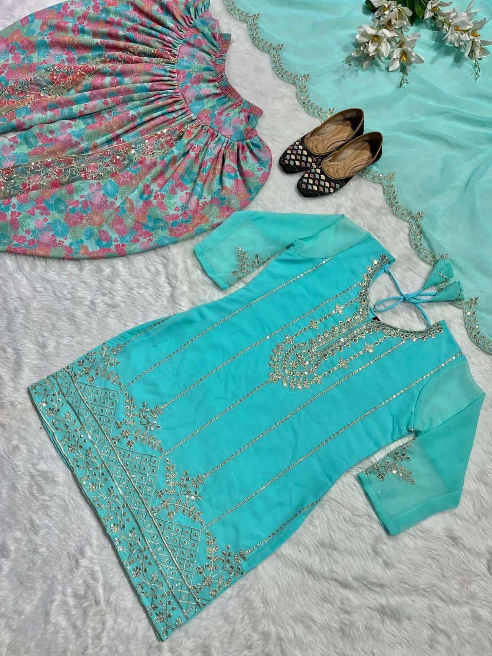 Embroidered Punjabi Dhoti Set