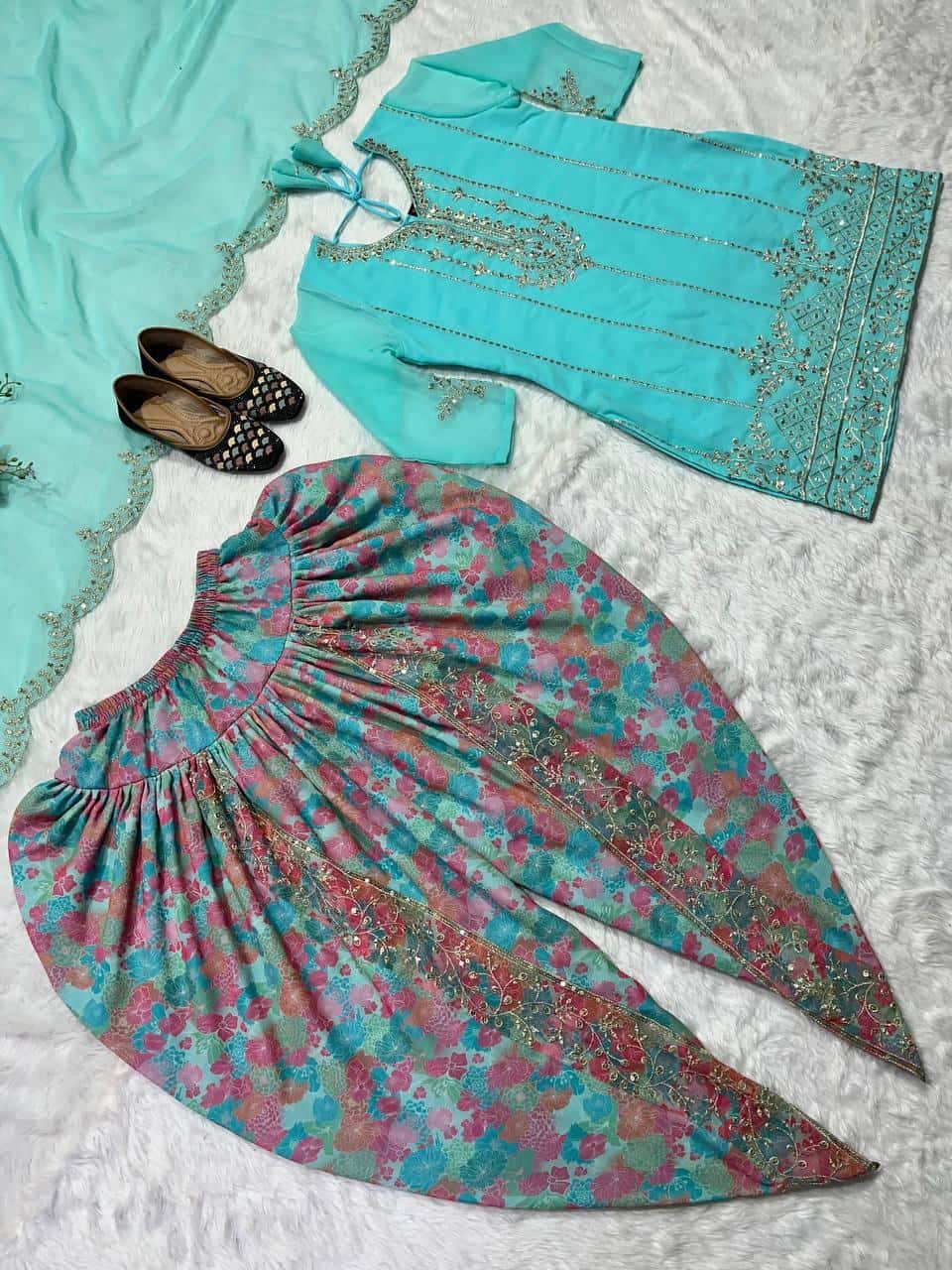 Embroidered Punjabi Dhoti Set