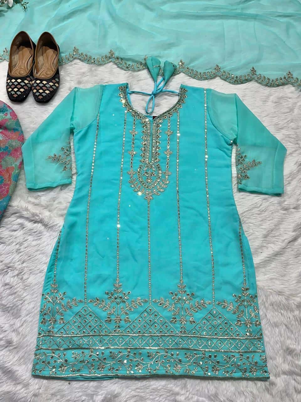 Embroidered Punjabi Dhoti Set