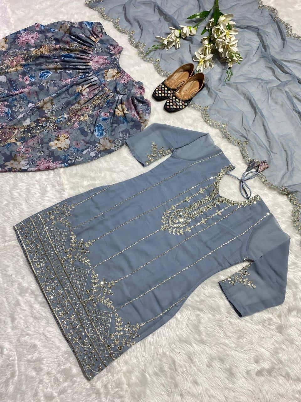 Embroidered Punjabi Dhoti Set