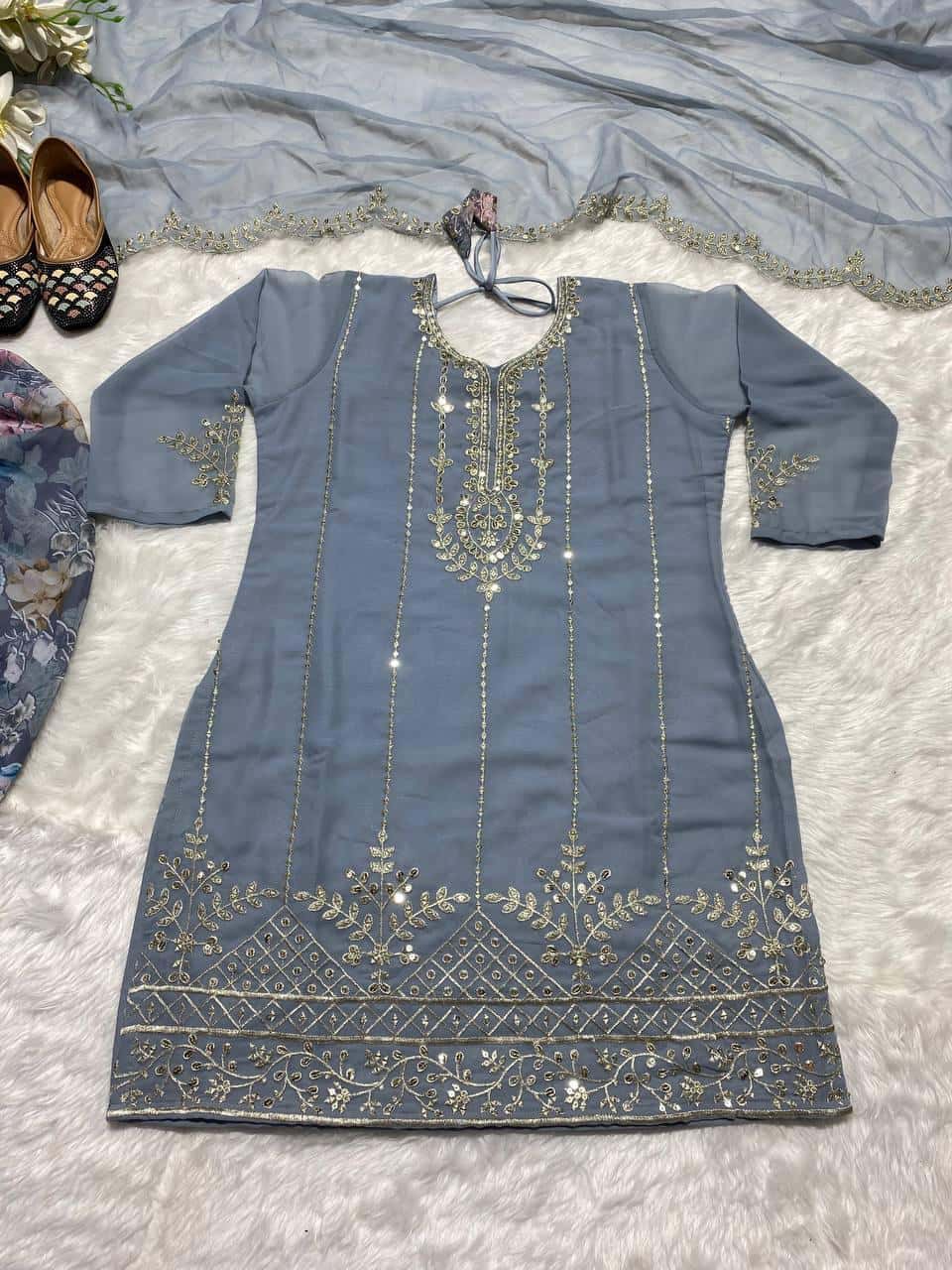 Embroidered Punjabi Dhoti Set