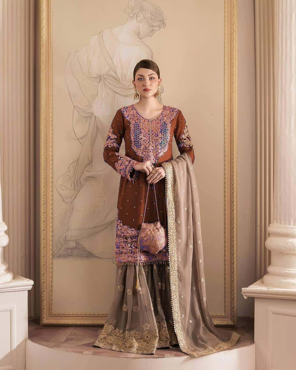Faux Georgette Kurta Sharara with Dupatta set