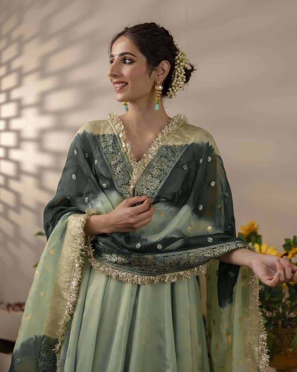 Star georgette designer gown pant with dupatta sets
