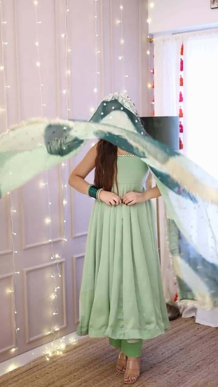 Star georgette designer gown pant with dupatta sets