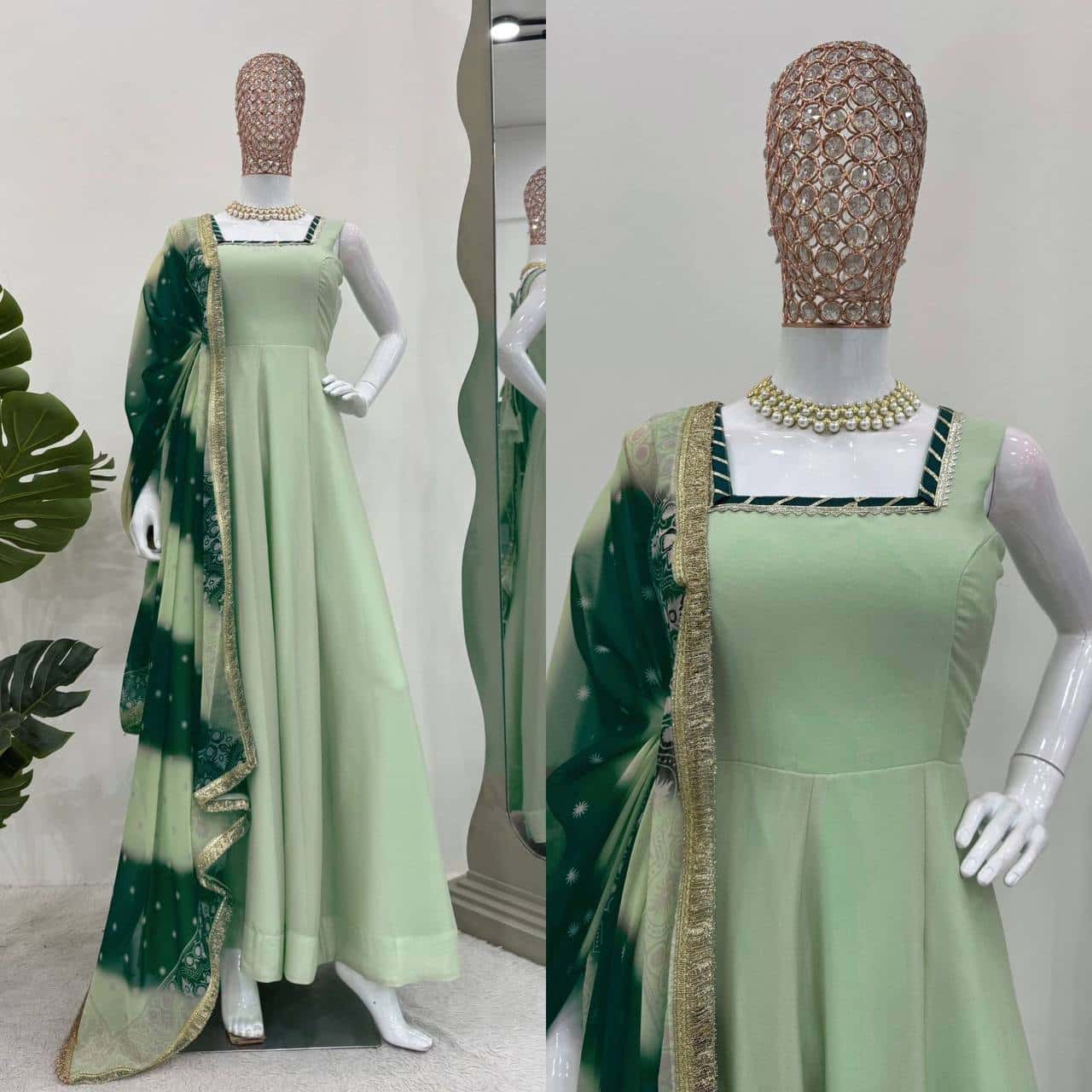 Star georgette designer gown pant with dupatta sets
