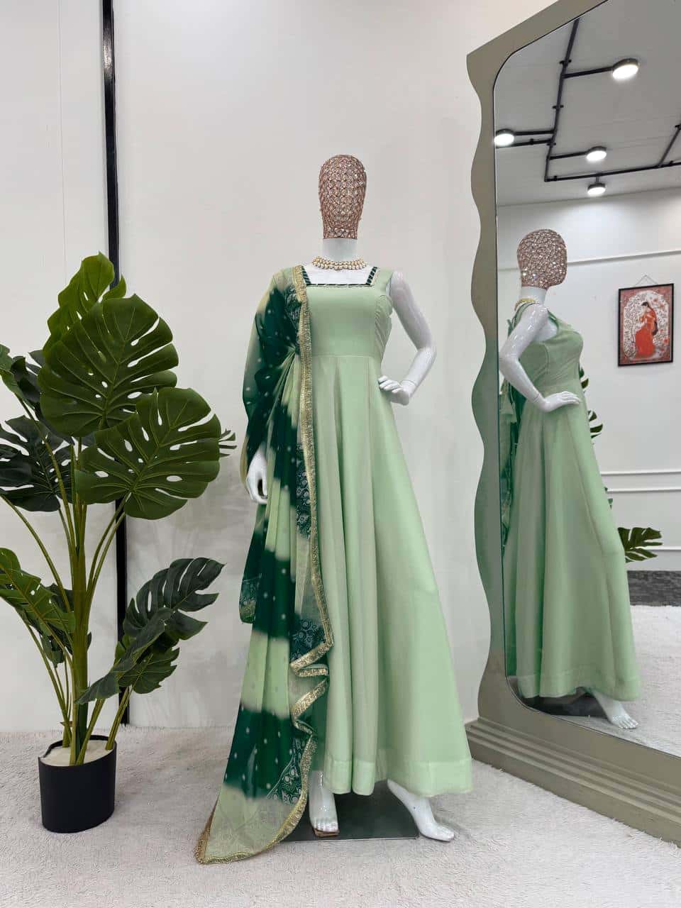 Star georgette designer gown pant with dupatta sets