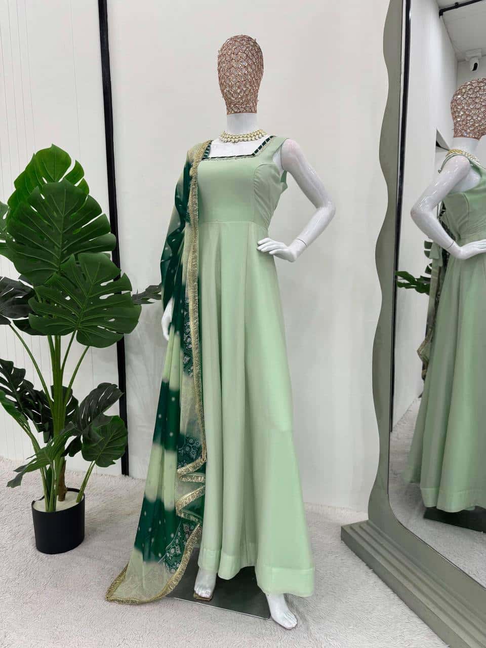 Star georgette designer gown pant with dupatta sets