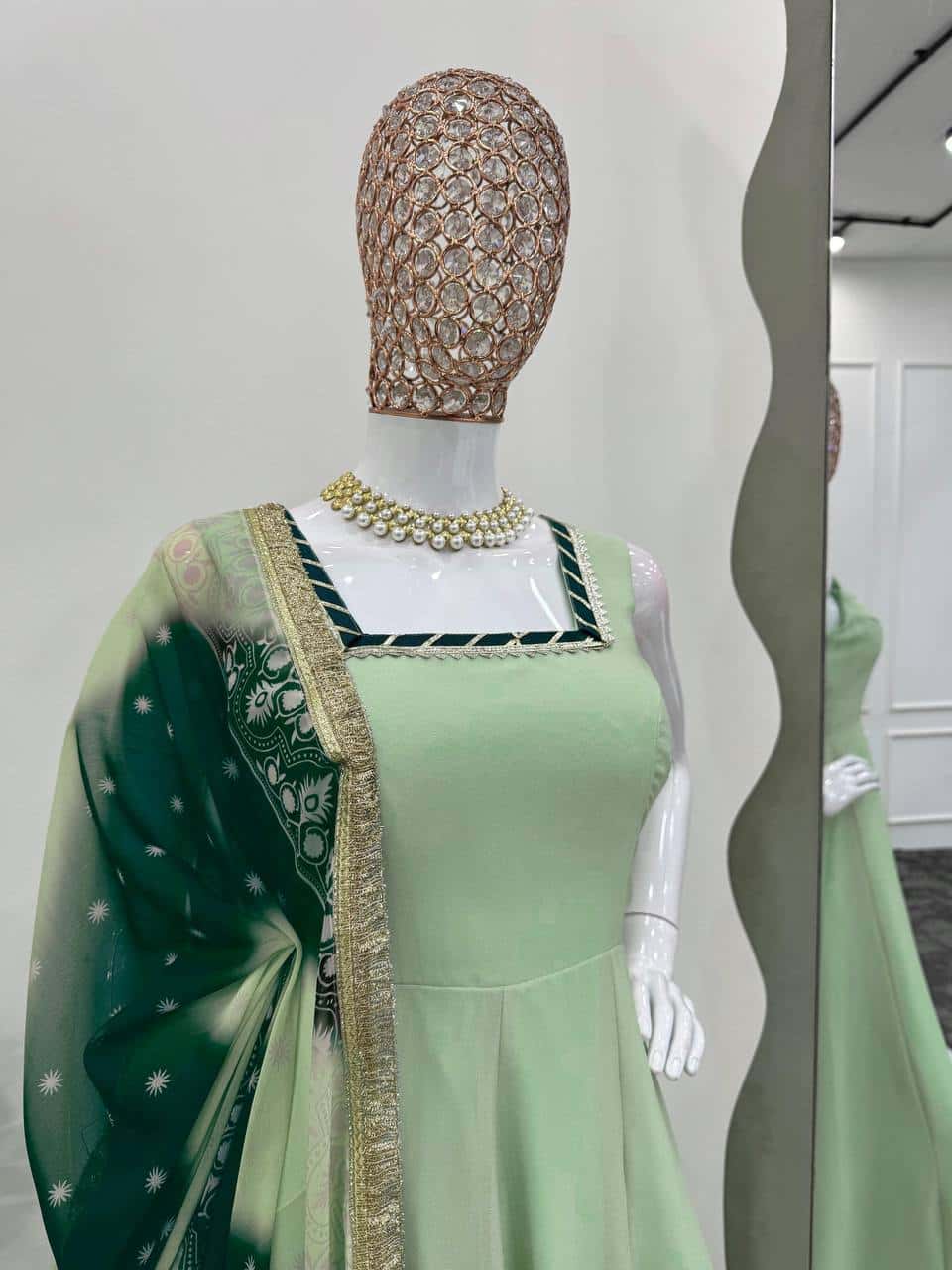 Star georgette designer gown pant with dupatta sets