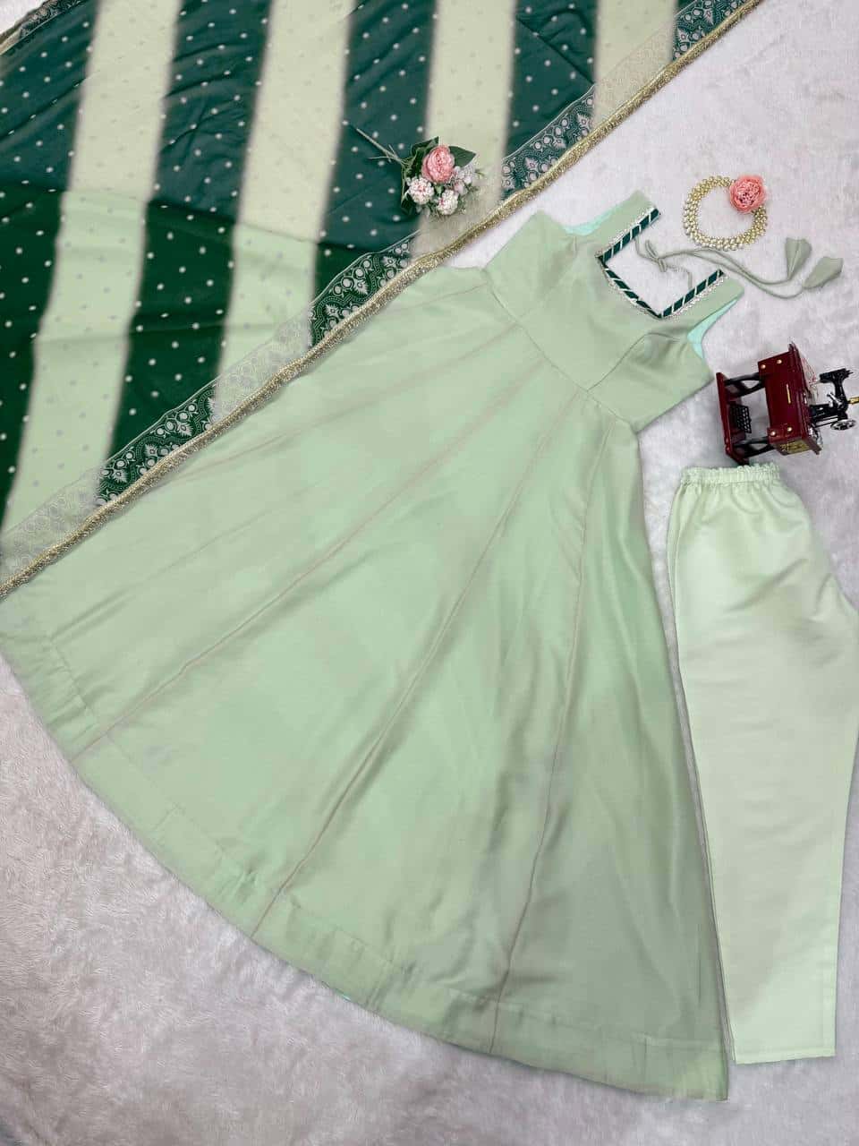 Star georgette designer gown pant with dupatta sets