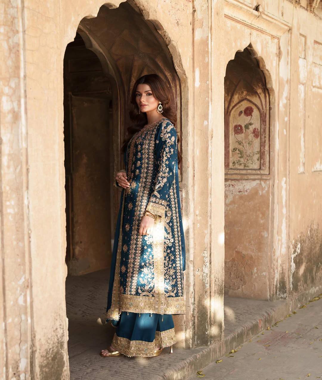 Wedding wear Heavy Georgette Embroidered Top Bottom Set with Dupatta