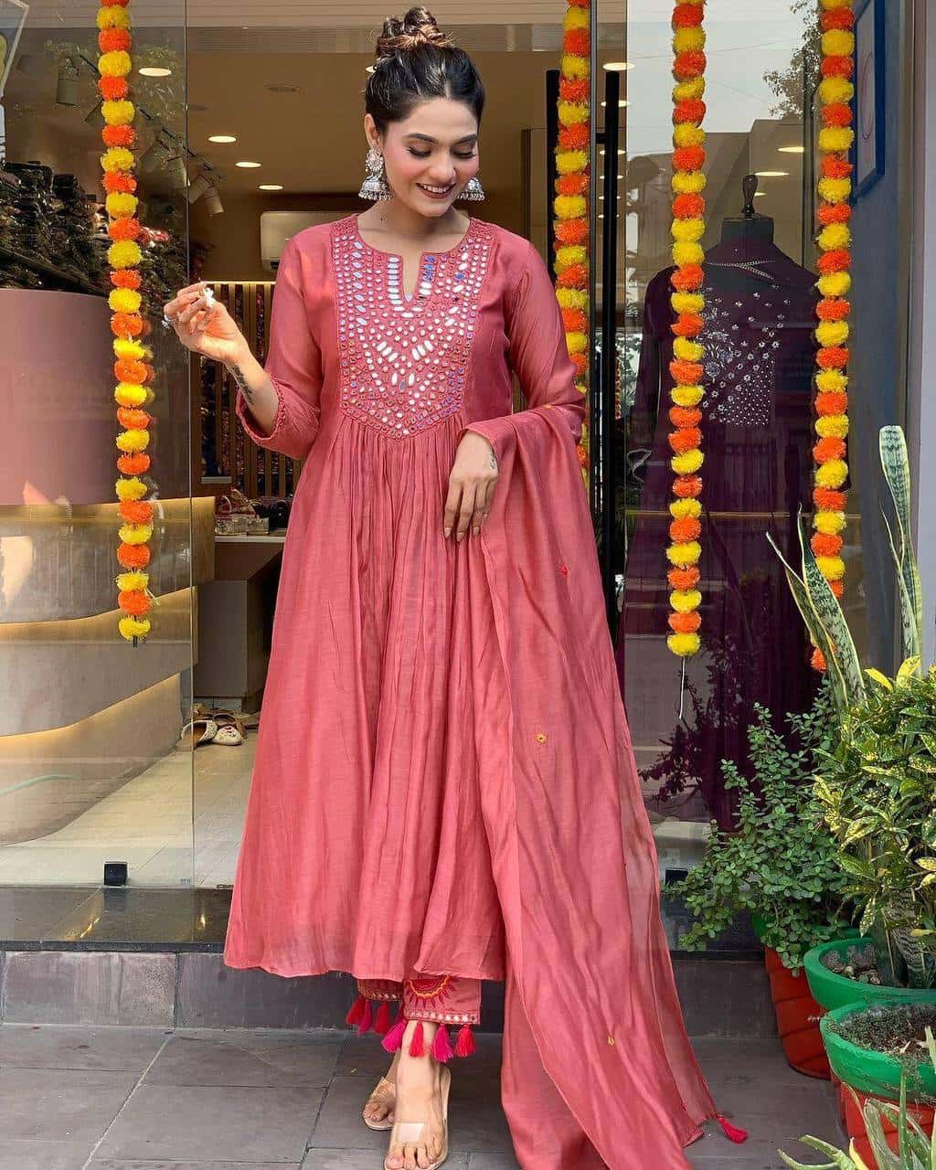 Designer muslin silk kurta pant with dupatta sets