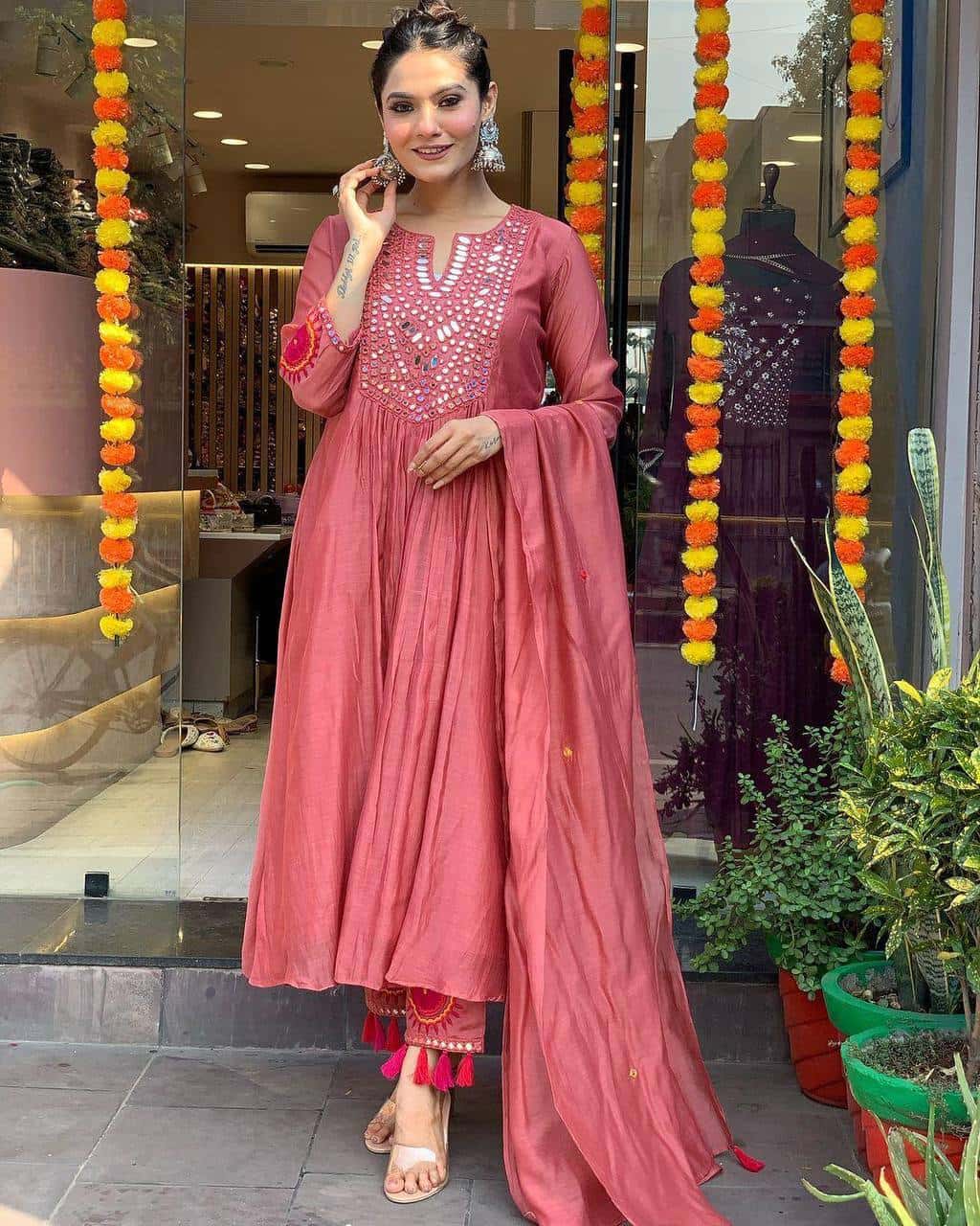 Designer muslin silk kurta pant with dupatta sets