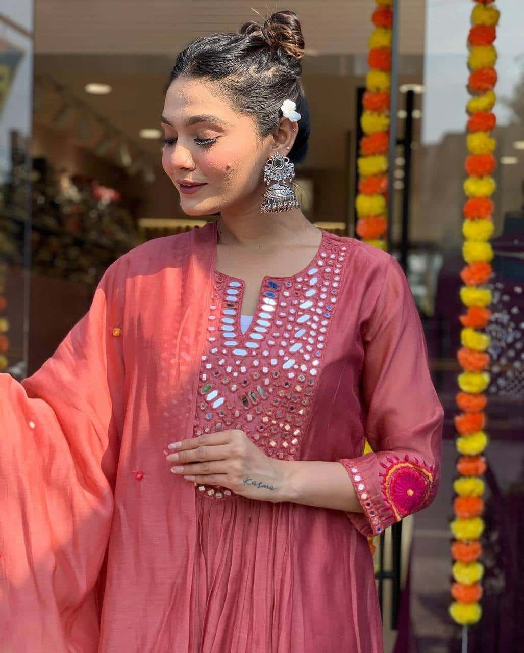 Designer muslin silk kurta pant with dupatta sets