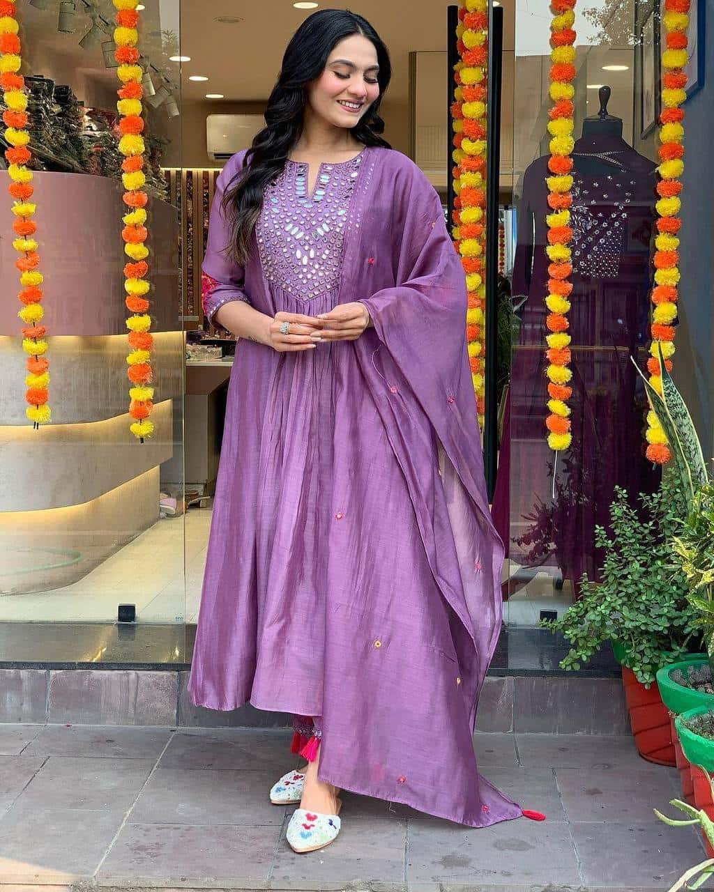 Designer muslin silk kurta pant with dupatta sets