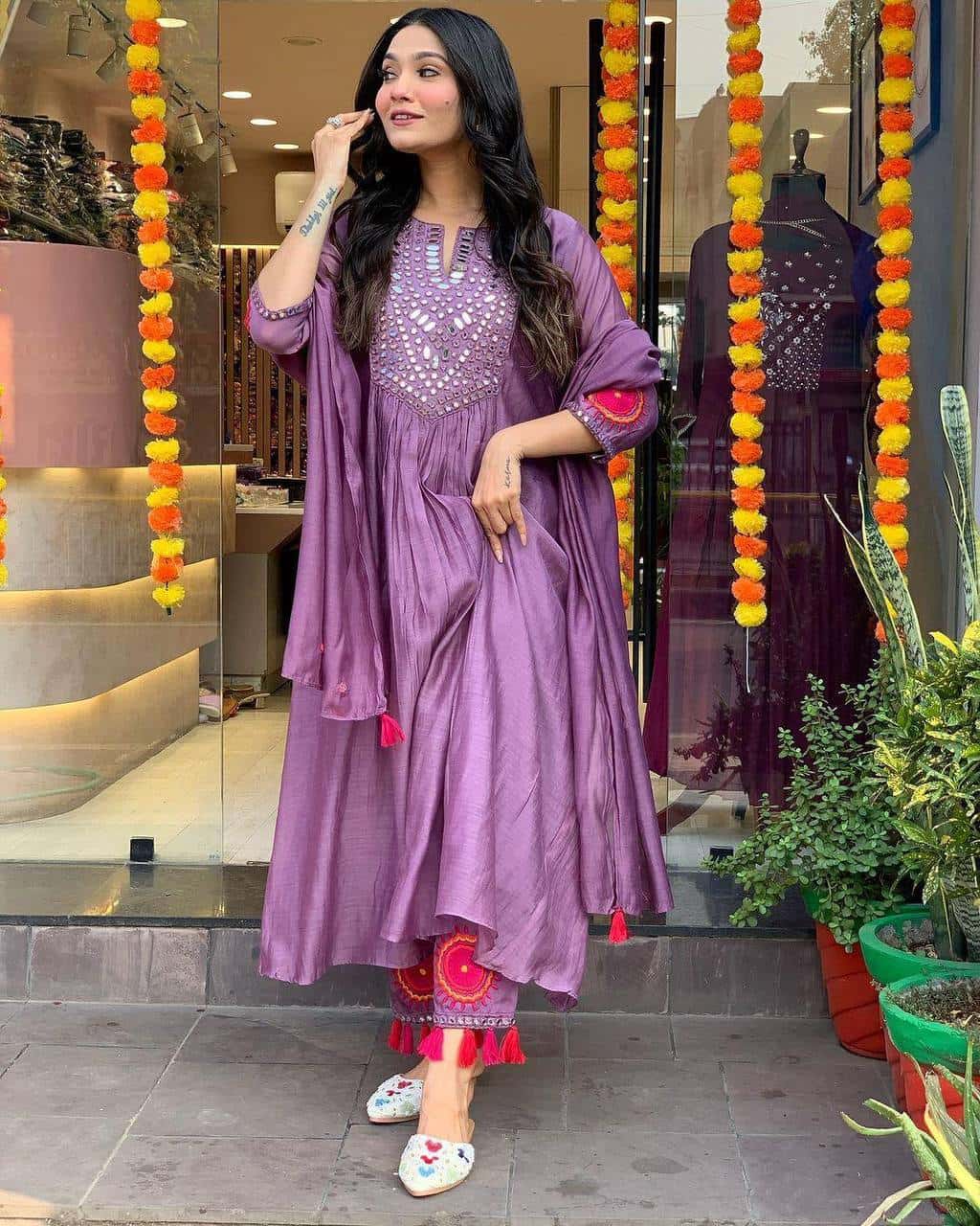 Designer muslin silk kurta pant with dupatta sets