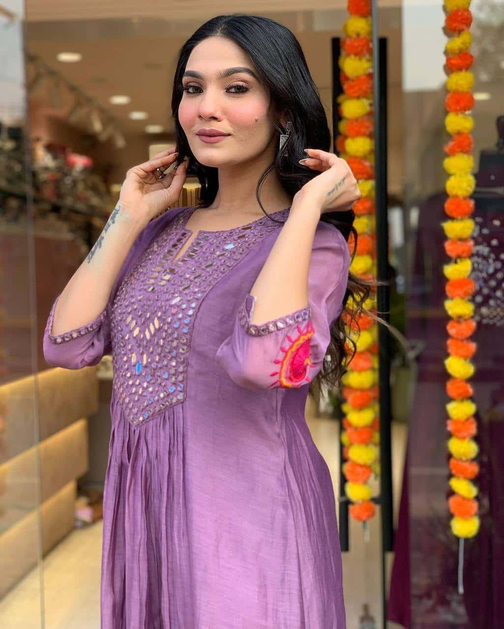 Designer muslin silk kurta pant with dupatta sets
