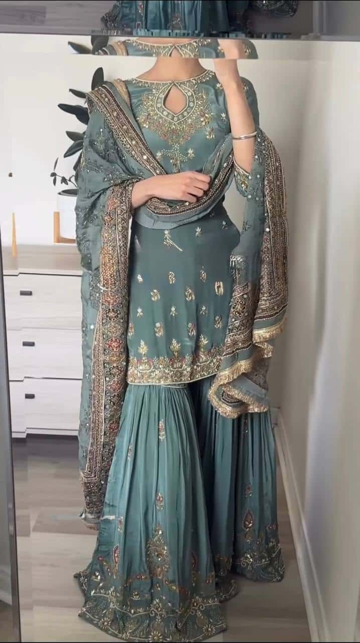 Heavy Faux Georgette Kurta Sharara with Dupatta set