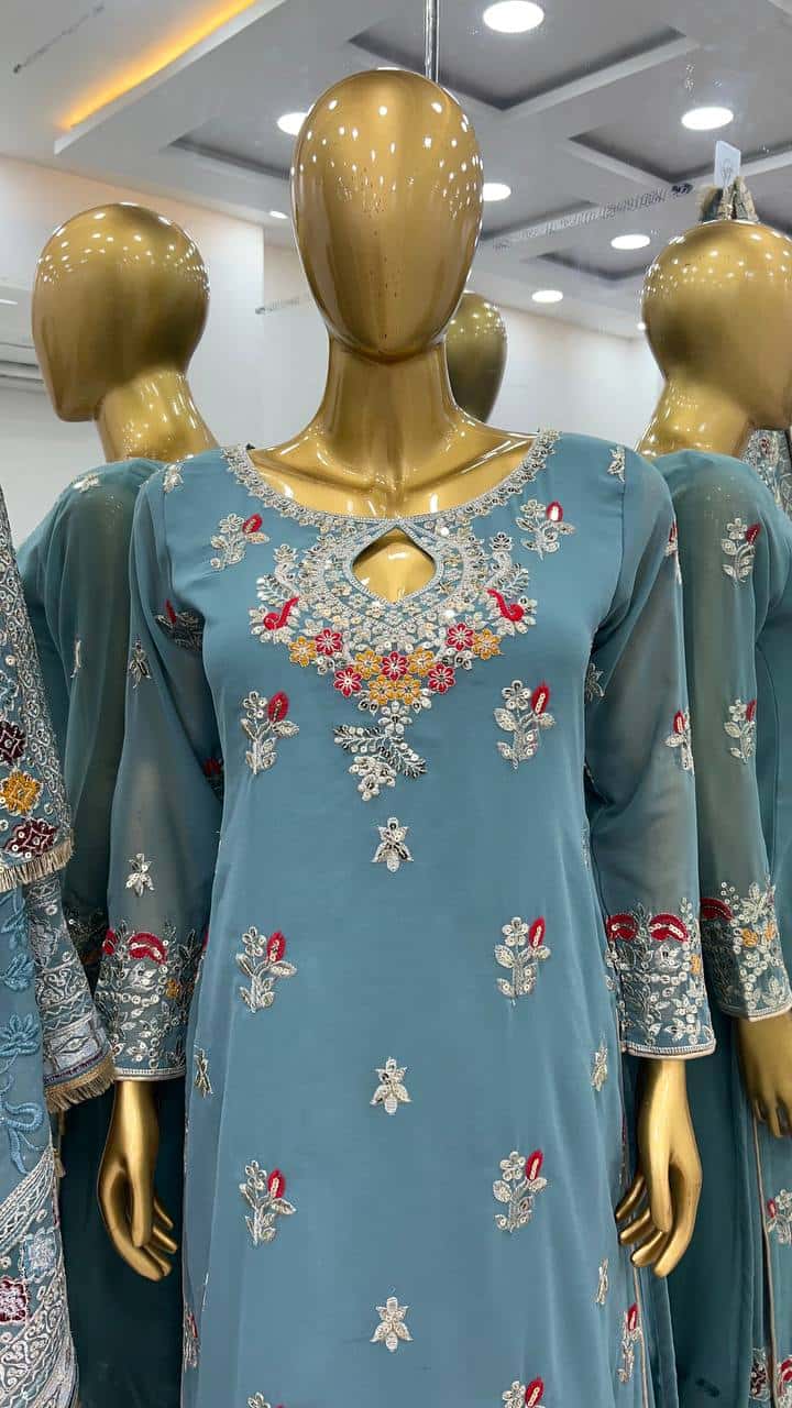 Heavy Faux Georgette Kurta Sharara with Dupatta set