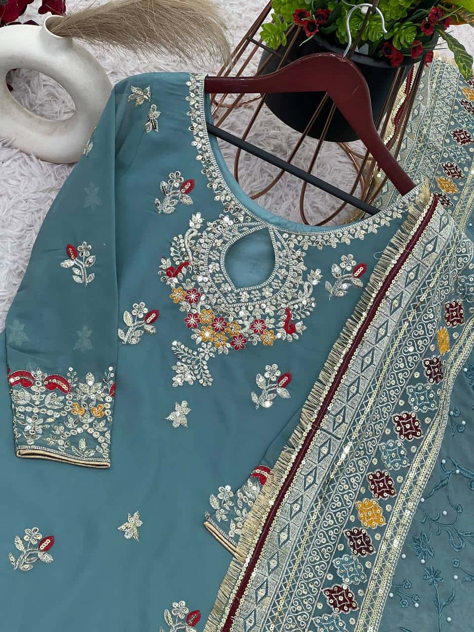 Heavy Faux Georgette Kurta Sharara with Dupatta set