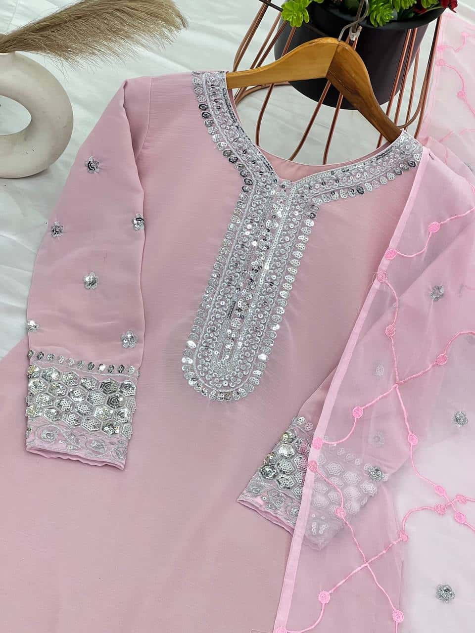 Pure heavy faux georgette readymade stitch salwar suit