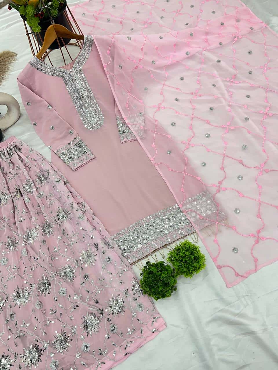 Pure heavy faux georgette readymade stitch salwar suit
