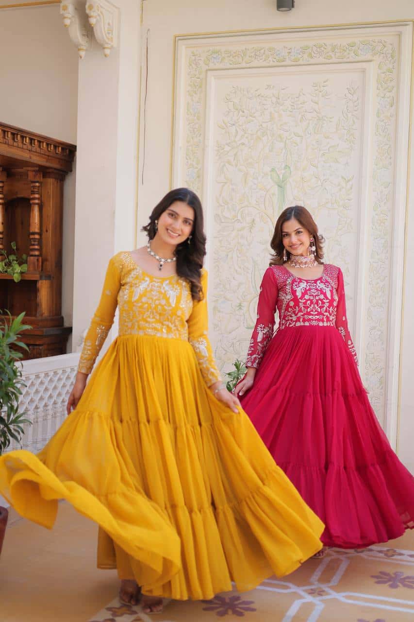 Wedding wear fully stitched handwork gown