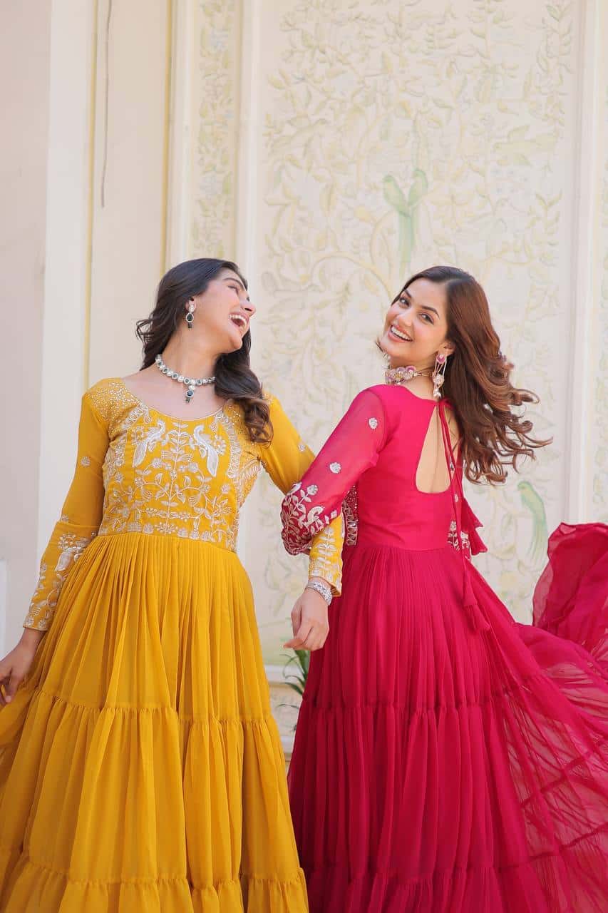 Wedding wear fully stitched handwork gown