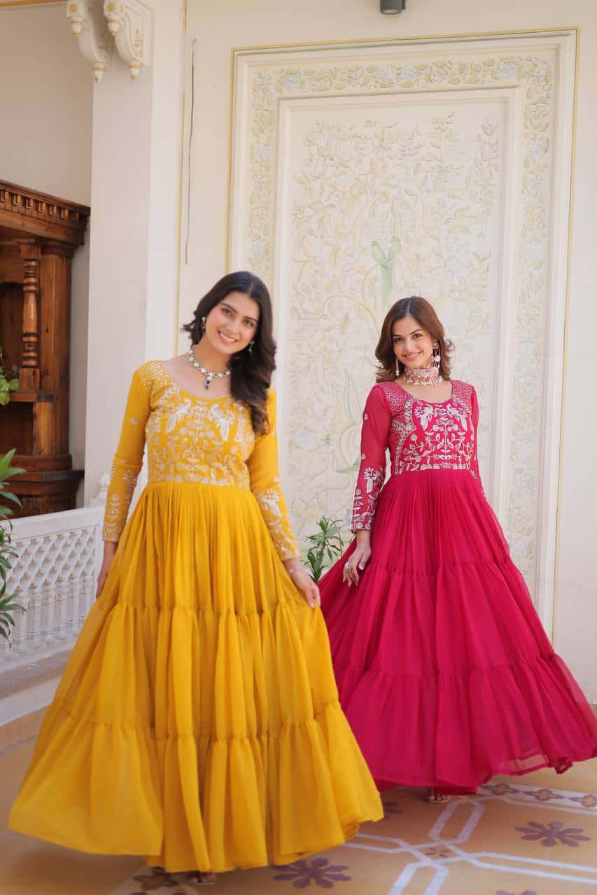 Wedding wear fully stitched handwork gown