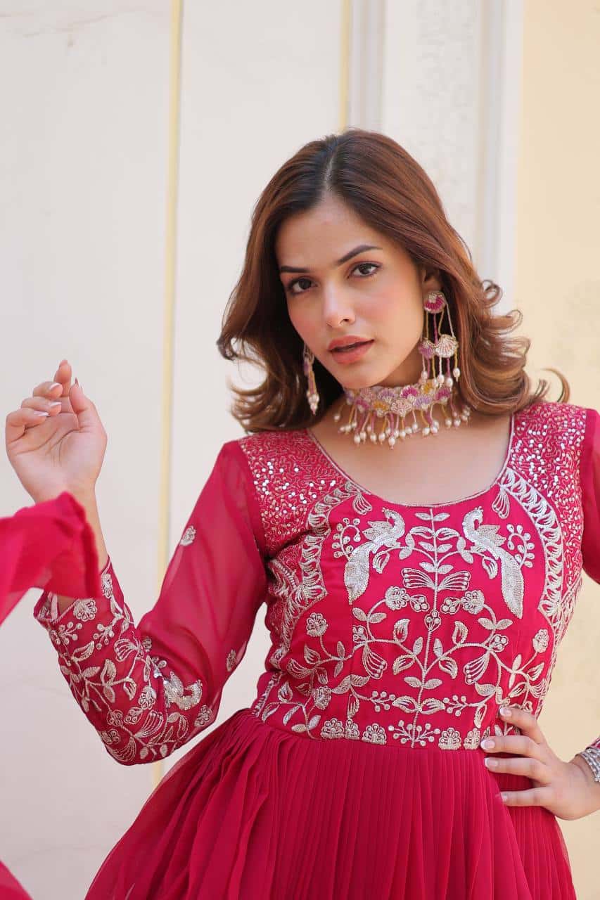 Wedding wear fully stitched handwork gown