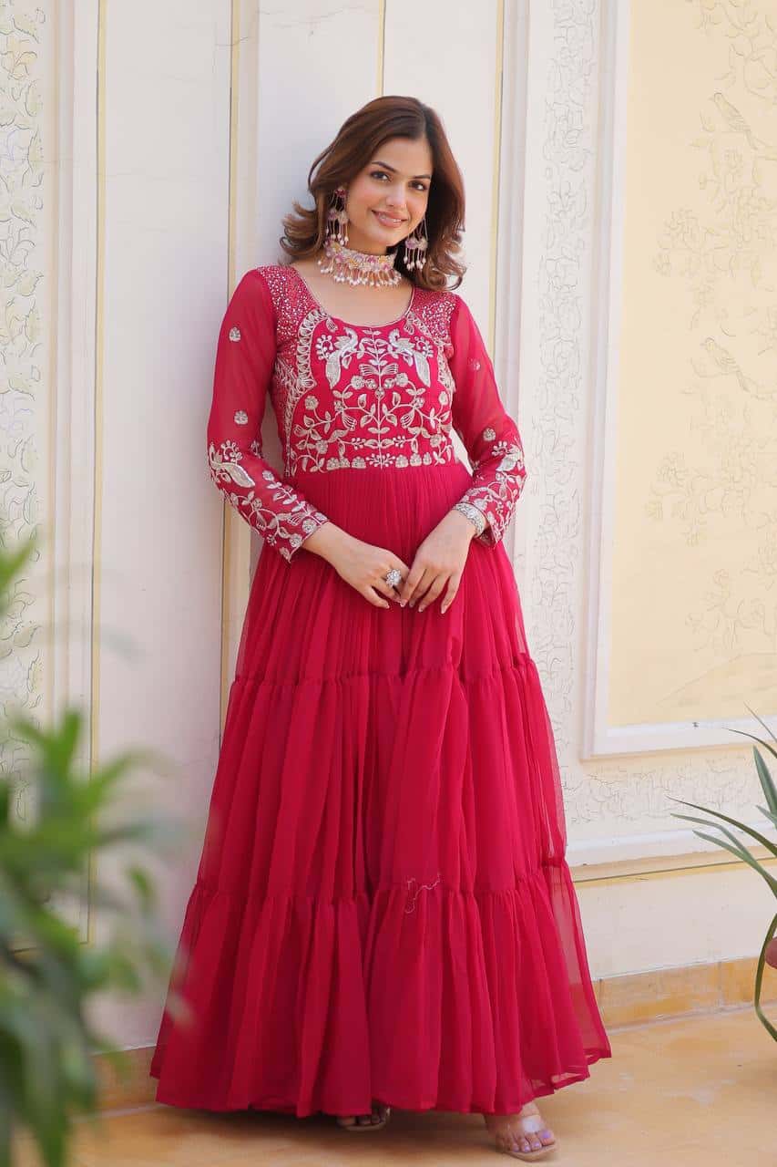 Wedding wear fully stitched handwork gown