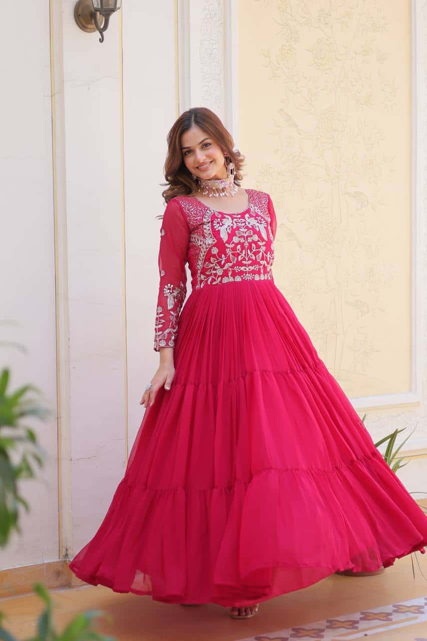 Wedding wear fully stitched handwork gown