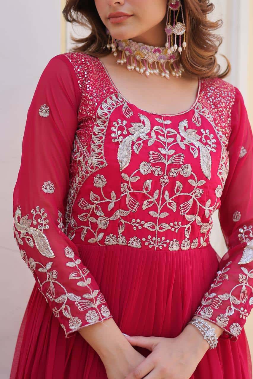 Wedding wear fully stitched handwork gown
