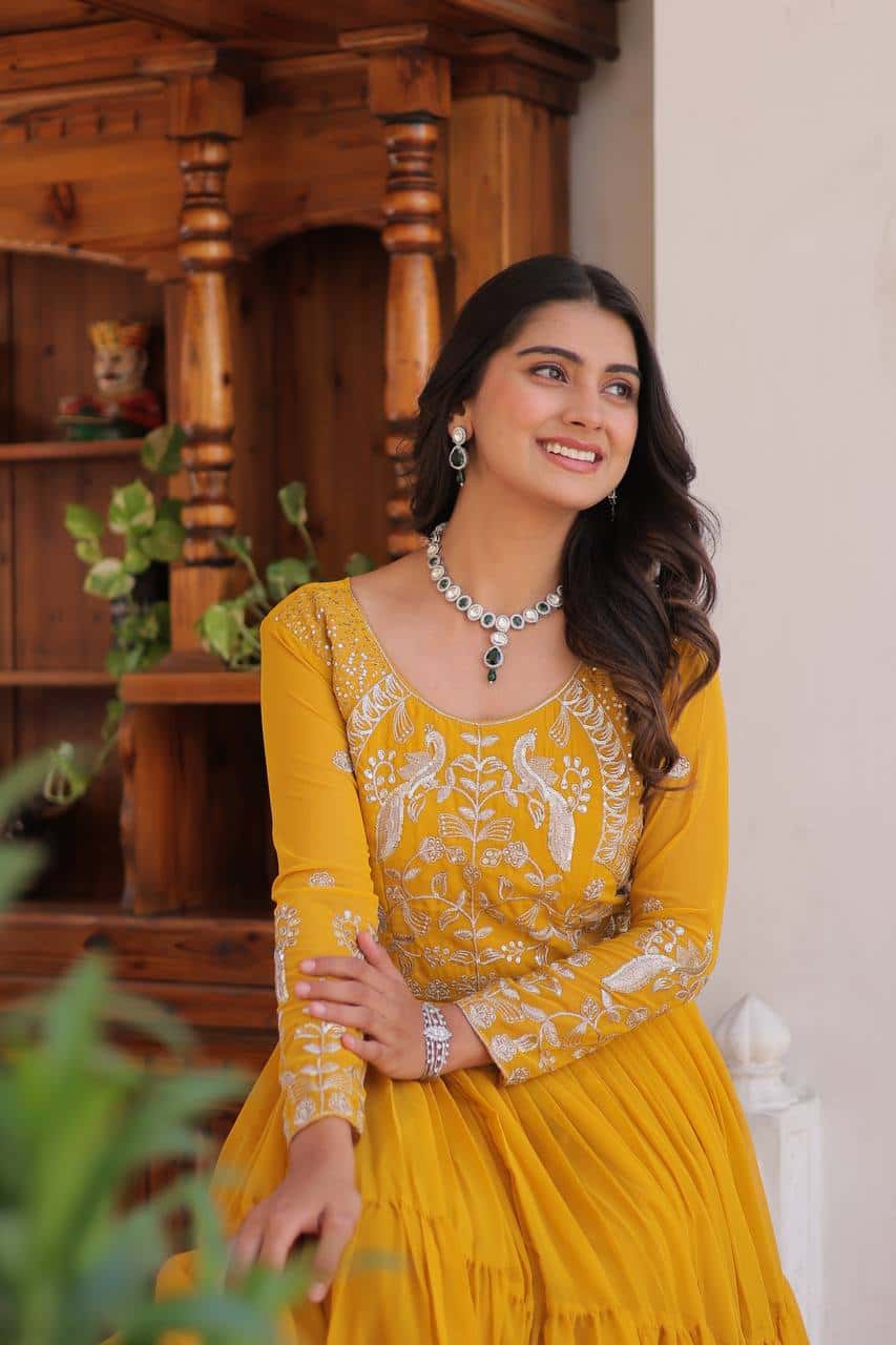 Wedding wear fully stitched handwork gown