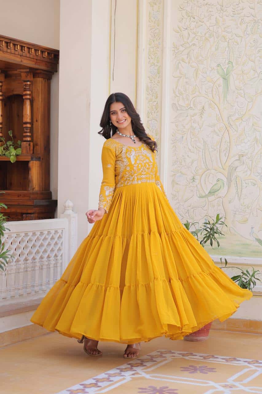 Wedding wear fully stitched handwork gown