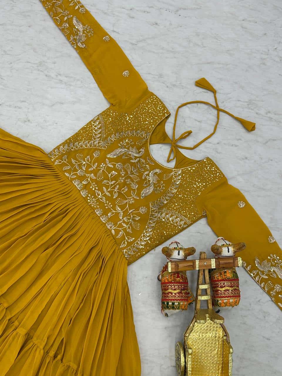 Wedding wear fully stitched handwork gown