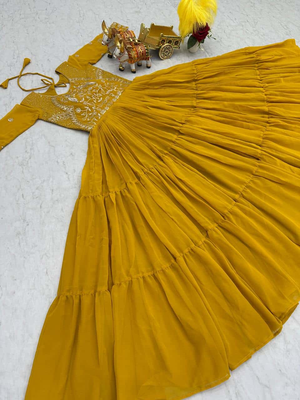 Wedding wear fully stitched handwork gown