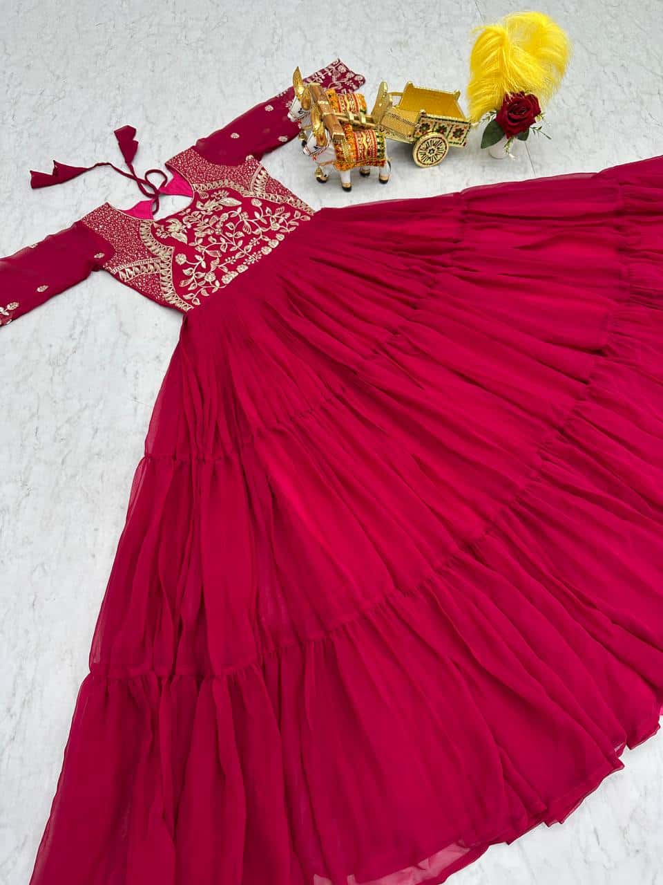 Wedding wear fully stitched handwork gown