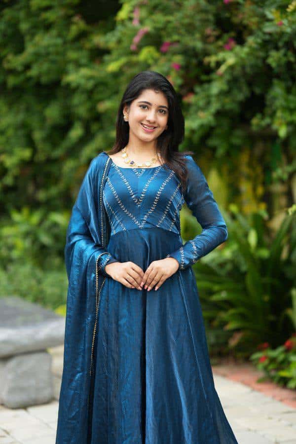 "Chinnon Silk Elegance: Embroidered Dress and Dupatta Set"
