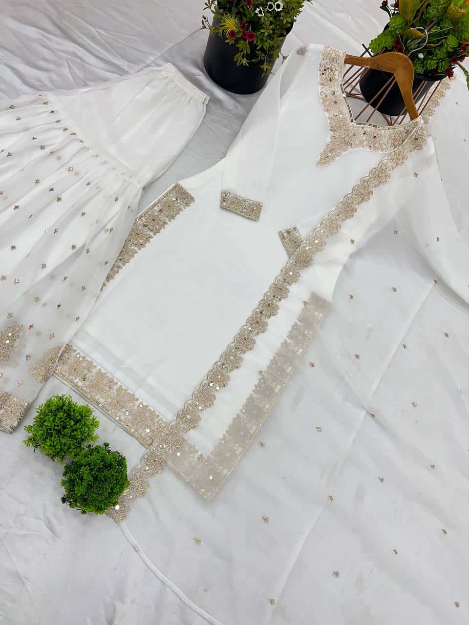 "Luxurious Heavy Crunchy Silk Ensemble with Intricate Embroidery & Sequence Work"
