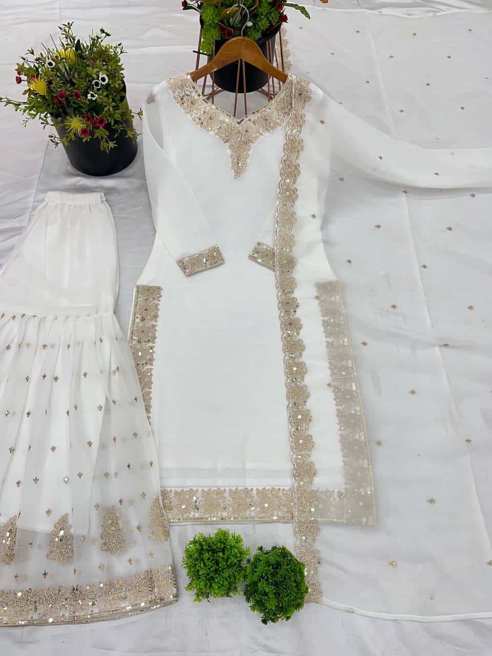 "Luxurious Heavy Crunchy Silk Ensemble with Intricate Embroidery & Sequence Work"