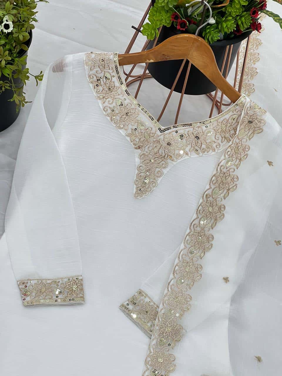 "Luxurious Heavy Crunchy Silk Ensemble with Intricate Embroidery & Sequence Work"