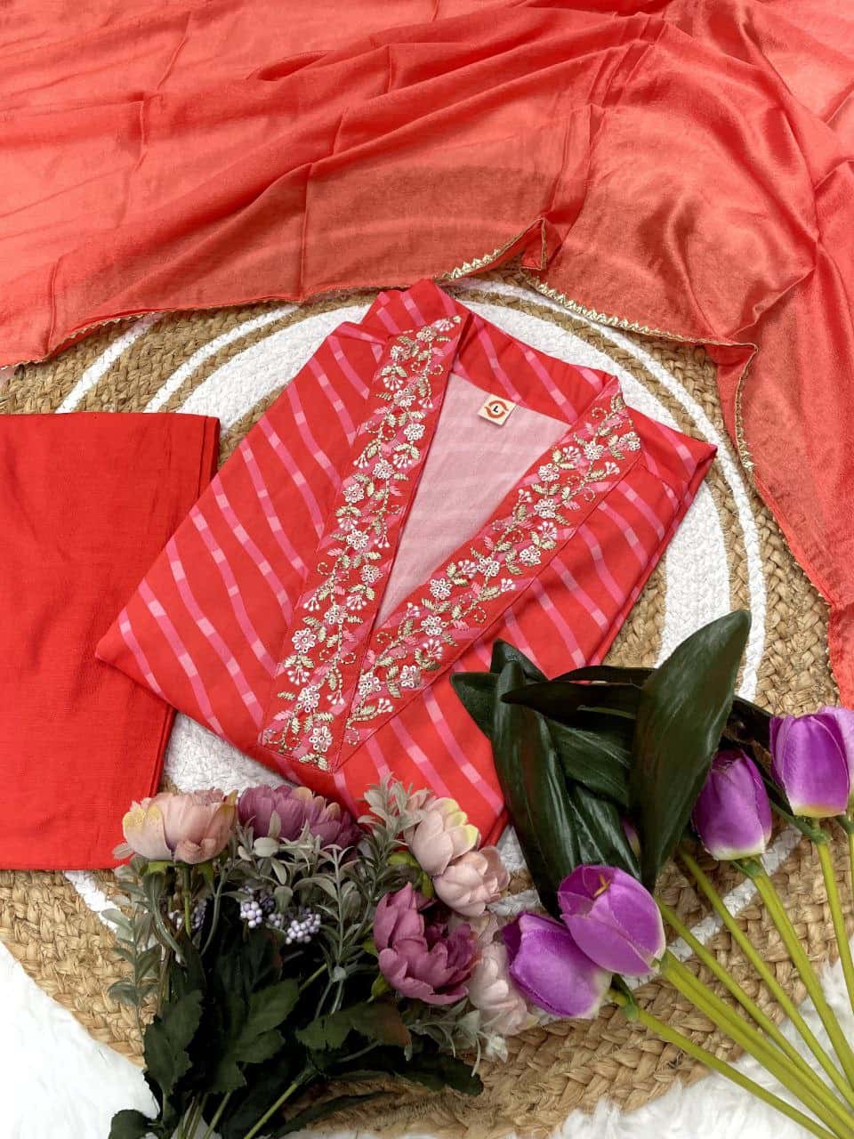 "Elegant Pure Muslin Sequence Embroidery Kurti with Heavy Chinon Dupatta"