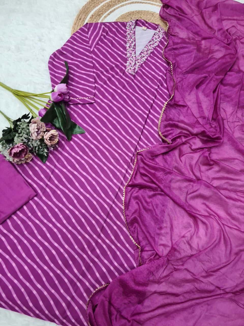 "Elegant Pure Muslin Sequence Embroidery Kurti with Heavy Chinon Dupatta"