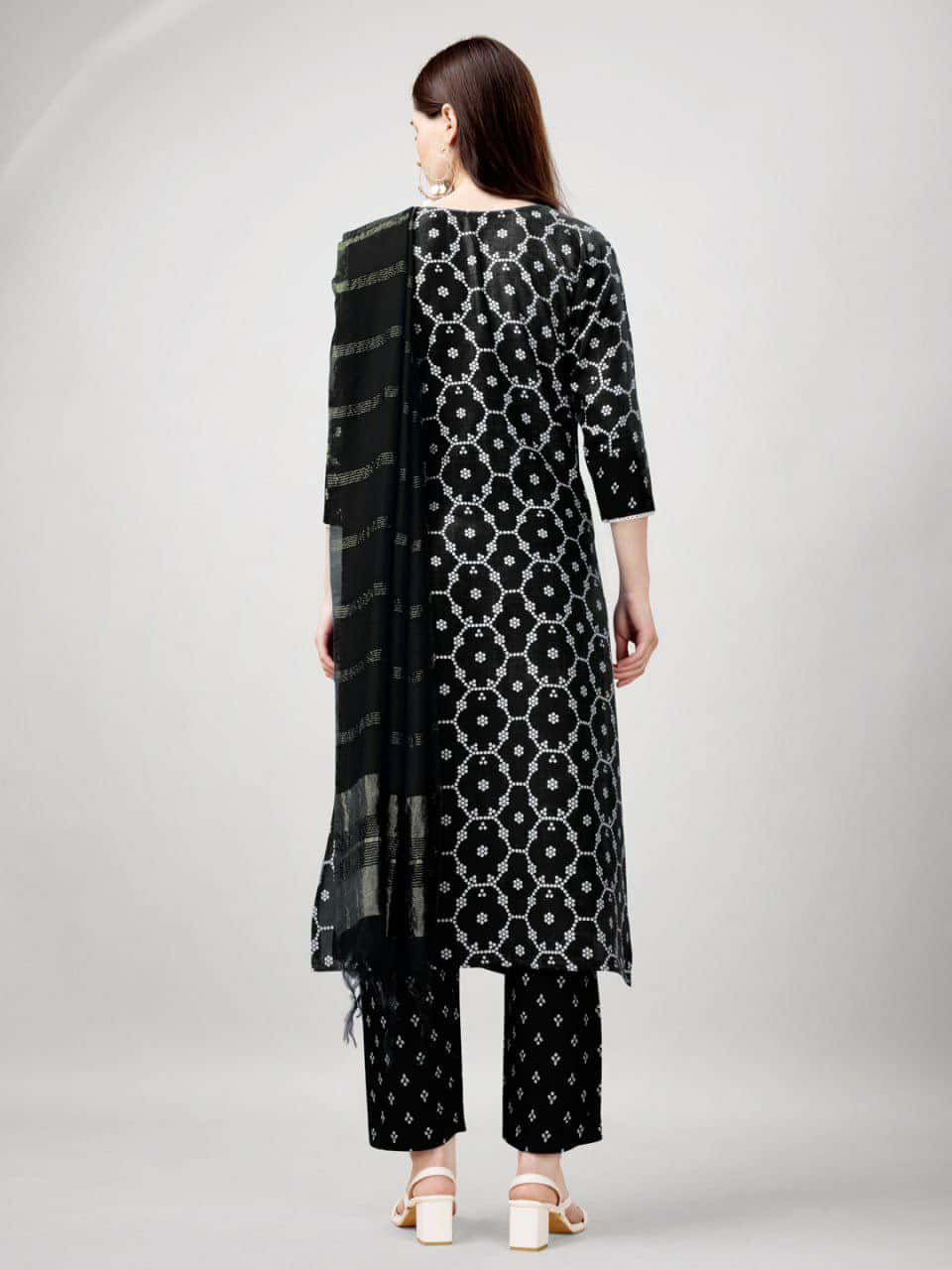 "Elegant Rayon Print Kurti with Embroidery, Fancy Lace Work & Silk Blend Dupatta"
