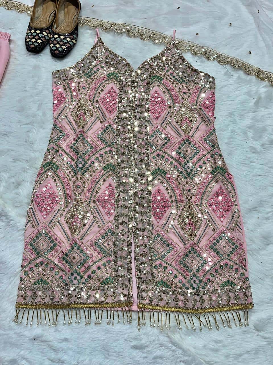 Baby pink color with sequence embroidery work readymade salwar kameez suit